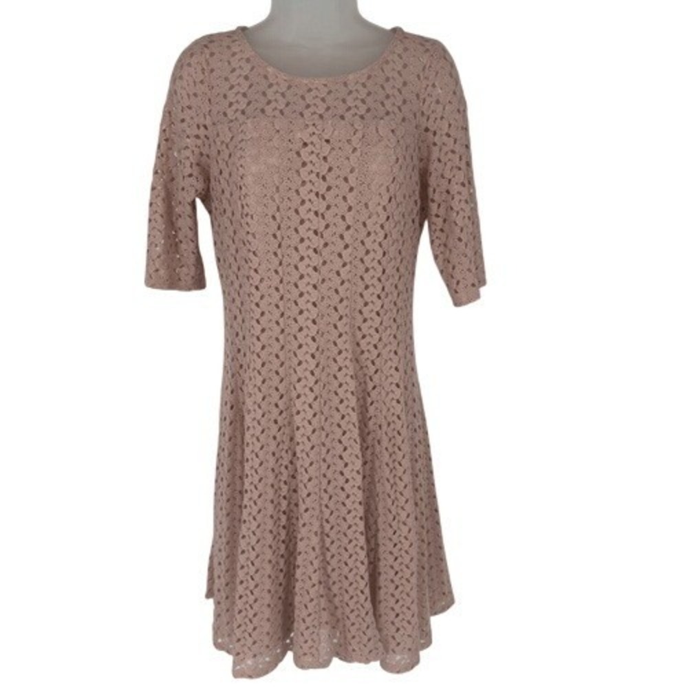 Rabbit Rabbit Rabbit Designs Pink Crochet‎ Lace Fit & Flare Dress Size M